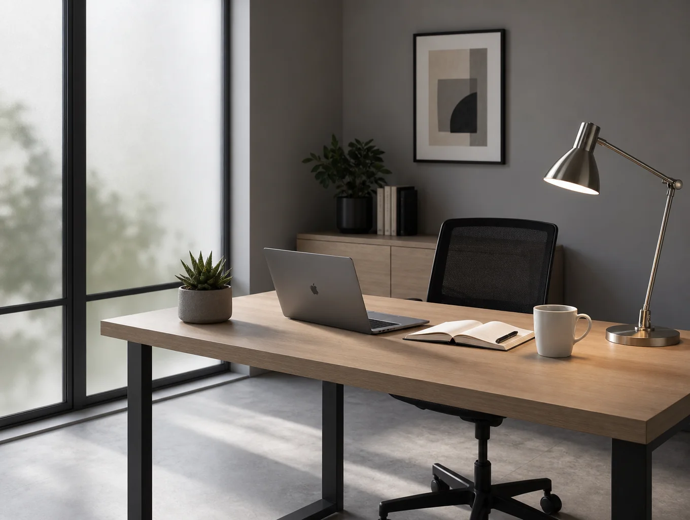Calm, minimalist workspace indicating a temporary pause in operations